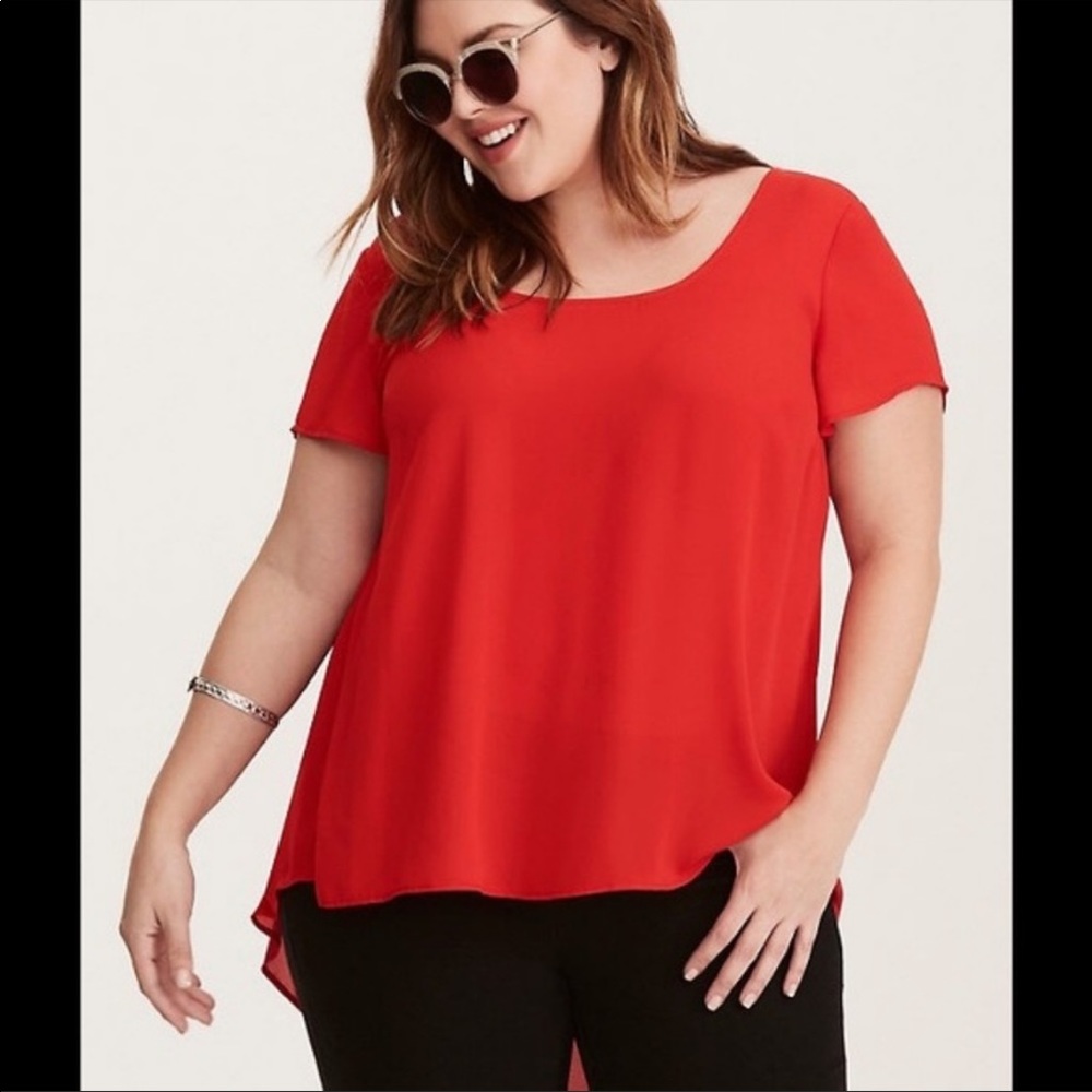 Torrid Red chiffon hi Lo top